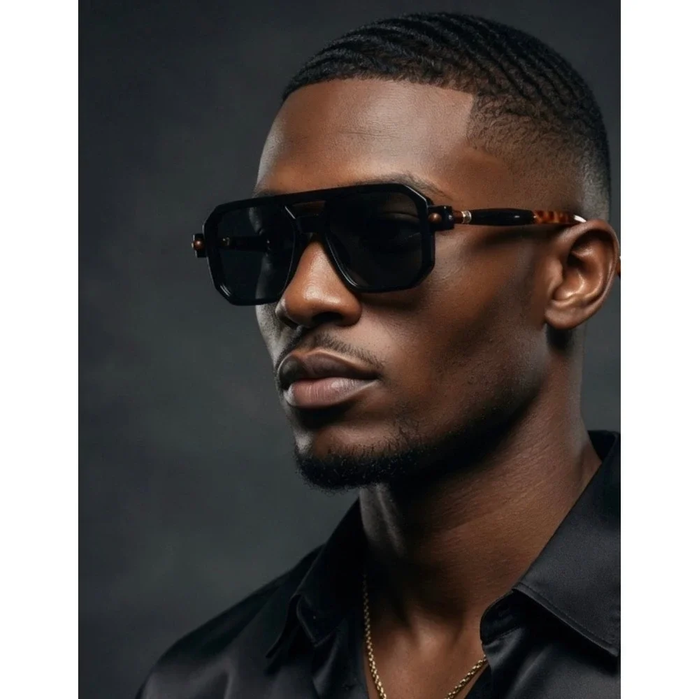 Mad Dog Hardcore Gangster Cholo Rectangular Dark Black Lens Sunglasses Men Class